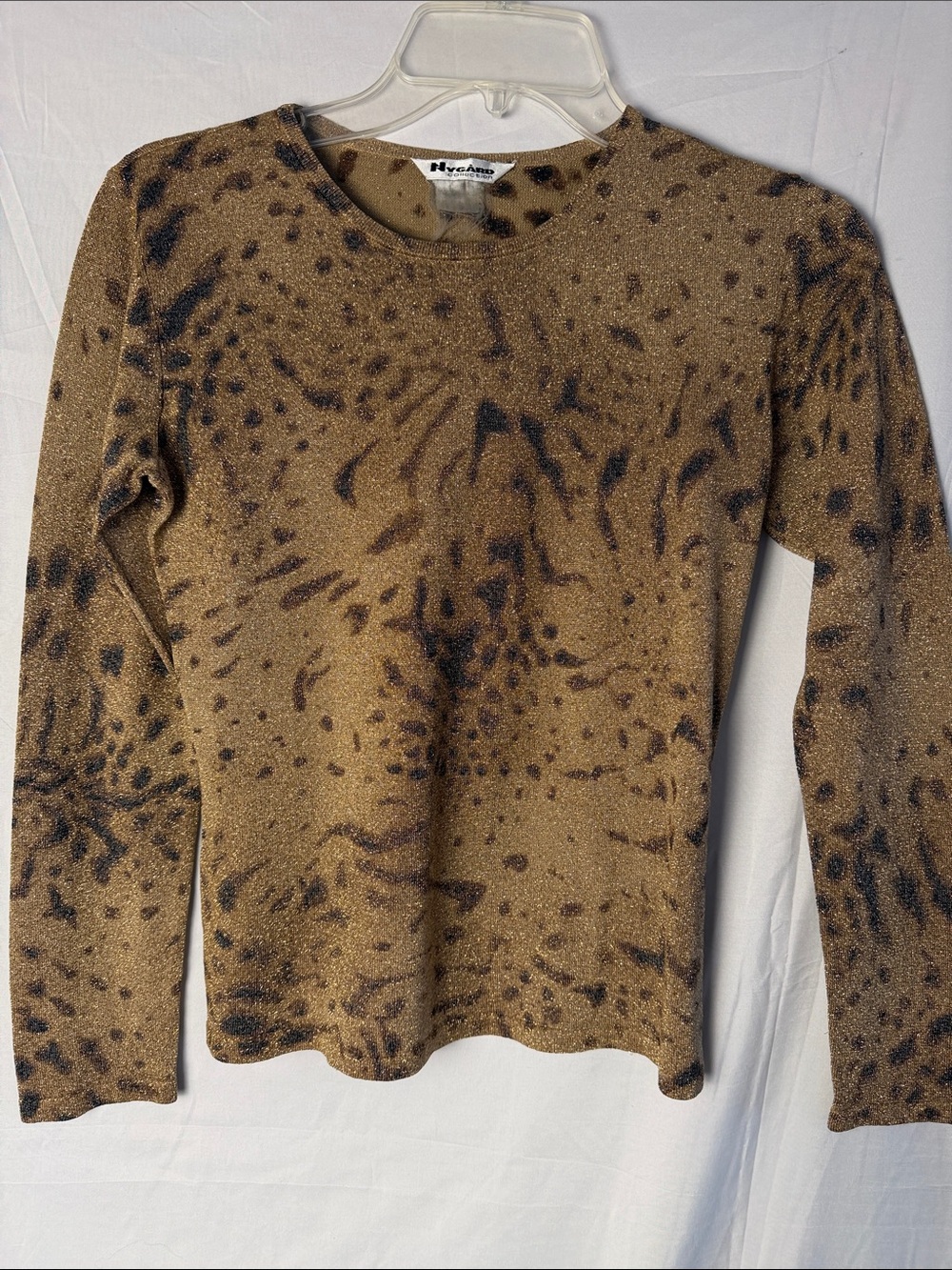 NYC AND Company Brown Animal-Print Long Sleeve Blouse